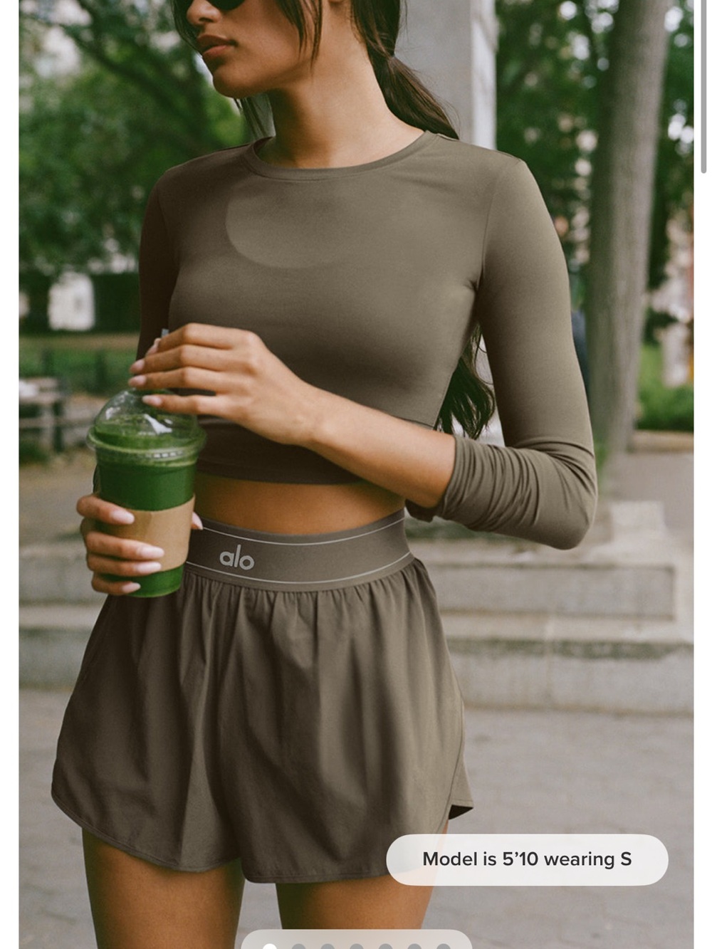 ALO Yoga Olive Green Match Point Shorts - Picture 3 of 5